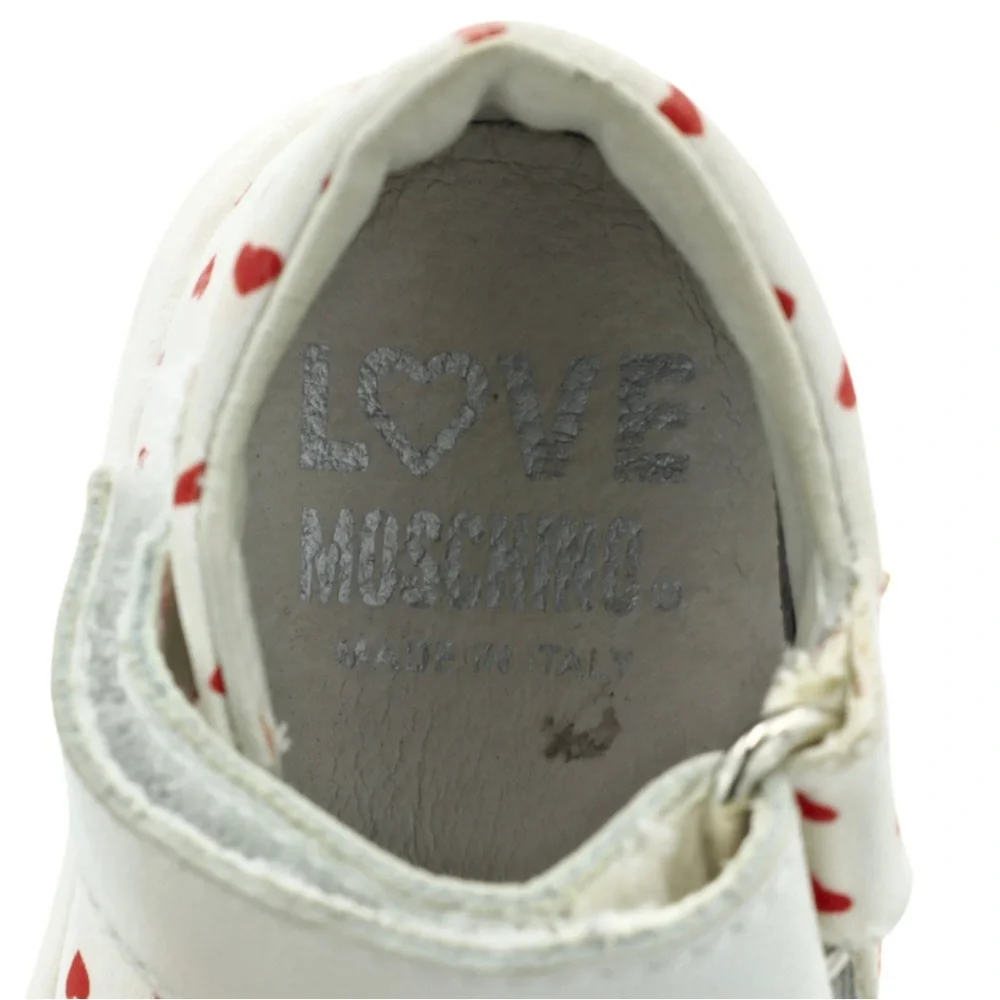 Love Moschino Kids Girls Mary Jane Shoes Size‎ 18 (3.5K)White Red Heart Designer